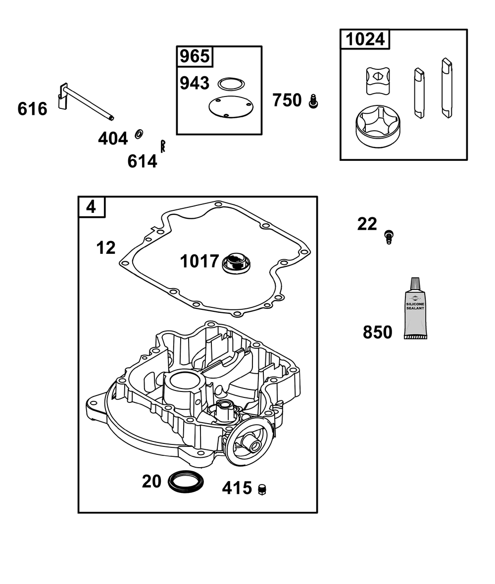 Crankcase Cover/Sump Group Diagram and Parts List for 21R772-0025-H5 200000 - 399999 Briggs and Stratton Engine